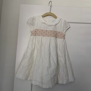 Edgehill Collection White and Brown Casual Kids Dress